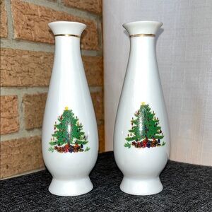 Vintage 7” Christmas vases (2)